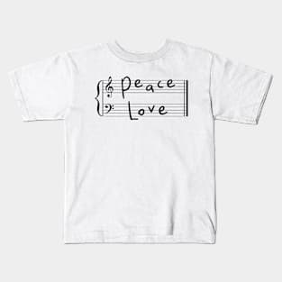 Music, Peace and Love Kids T-Shirt